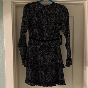 Lulu's Black and White Polka Dot Long Sleeve Dress